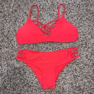 Red Hollister strappy bikini